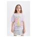 DEFACTO Girl Relax Fit Crew Neck Printed Short Sleeve T-Shirt