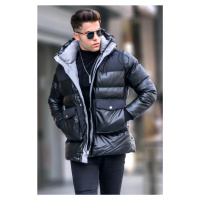 Madmext Black Hooded Puffy Coat With Pocket Detailed 5744