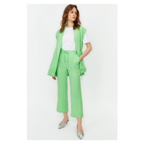 Trendyol Green Tie Linen Look Kimono-Pants Woven Suit