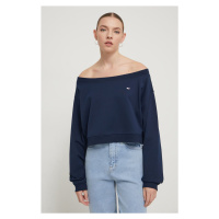 Mikina Tommy Jeans dámská, tmavomodrá barva, hladká, DW0DW17956