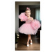 N4732 Dewberry Chiffon Sequined Girls Evening Dress-PINK