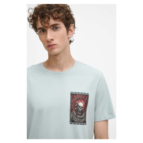 Bavlněné tričko Medicine tyrkysová barva, s potiskem