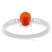 Prsten stříbrný s oranžovým opálem a zirkony Ag 925 012812 OROP - 54 mm , 1,9 g