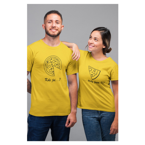 Trička pro páry Pizza Barva: Žlutá, Dámska