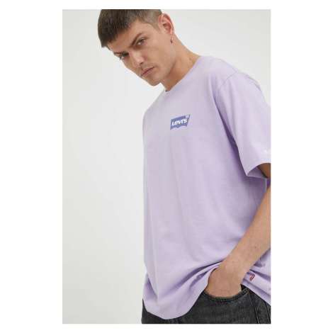 Bavlněné tričko Levi's fialová barva, s potiskem Levi´s