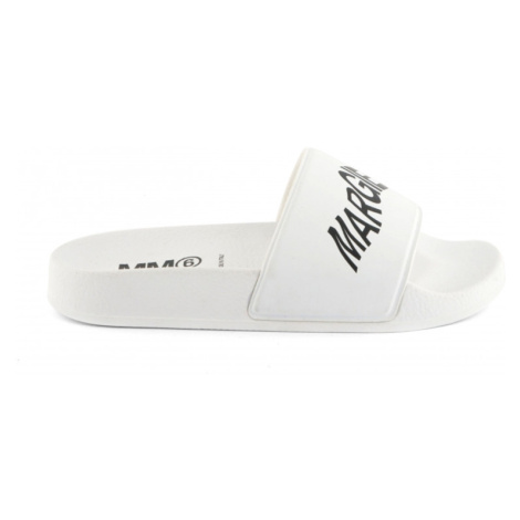 Pantofle mm6 sandals maxi logo print bílá