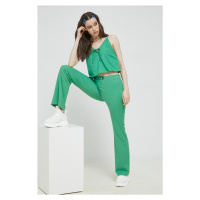 Bavlněná halenka Tommy Jeans dámská, zelená barva, hladká