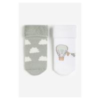 H & M - Froté ponožky 2 páry - bílá