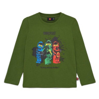 Dětská bavlněná košile s dlouhým rukávem Lego zelená barva, s potiskem