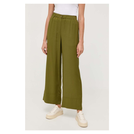Kalhoty Marc O'Polo dámské, zelená barva, široké, high waist