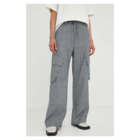 Plátěné kalhoty Day Birger et Mikkelsen Fred šedá barva, jednoduché, high waist
