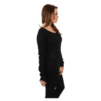 Dámský svetr s dlouhým širokým výstřihem v černé barvě