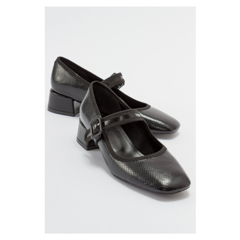 LuviShoes LÉČÍ Dámské černé vzorované boty na podpatku