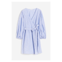 H & M - Zavinovací šaty z lněné směsi - modrá