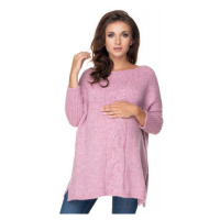 Růžovo-fialový oversize svetr s rozparky po boku a copem pro dámy