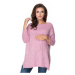 Růžovo-fialový oversize svetr s rozparky po boku a copem pro dámy