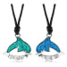 Dva šňůrkové náhrdelníky, zelený a modrý delfín, glazura, BEST FRIEND