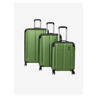 Sada tří zelených cestovních kufrů Travelite City 4w S,M,L Green