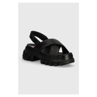 Sandály Tommy Jeans TJW CHUNKY CITY SANDAL dámské, černá barva, na platformě, EN0EN02525