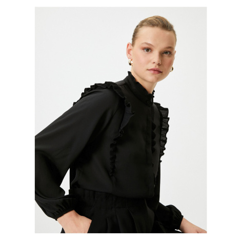 Koton Chiffon Shirt Balloon Sleeve Frilly Buttoned Regular Fit