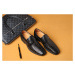Lakované mokasíny casual luxusní loafers vzorovaná kůže