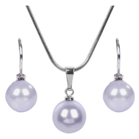 Levien Půvabná sada náhrdelníku a náušnic Pearl Lavender