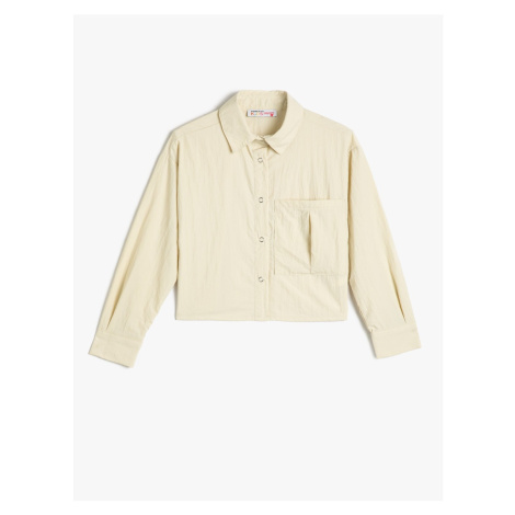 Koton Shirt With Long Sleeves, Wide Pocket Detailed and Snap Buttons Parachute Fabric