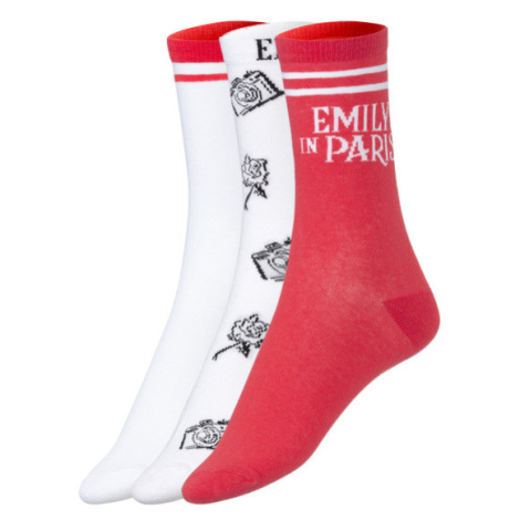 Dámské ponožky, 3 páry (Emily v Paříži bílá / růžová )