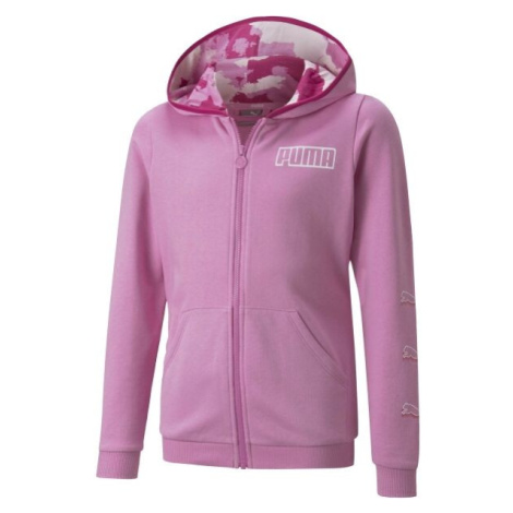 Puma ALPHA FULL -ZIP HOODIE Dívčí mikina, růžová, velikost