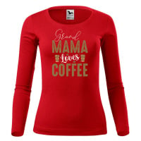 DOBRÝ TRIKO Dámské bavlněné triko Grand mama loves COFFEE