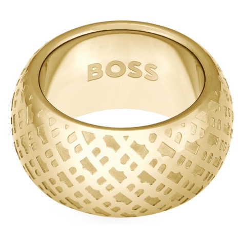 Hugo Boss Výrazný pozlacený prsten pro ženy 1580589 55 mm