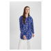 DEFACTO Relax Fit Shirt Collar Printed Long Sleeve Tunic