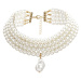 Camerazar Dámský náhrdelník Choker z mnoha bílých perel, zlaté kování, délka 34 cm + 10 cm prodl