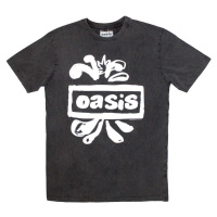 Oasis Tričko Logo Splat Stone Wash Unisex Charcoal Grey