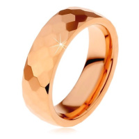 Prsten z wolframu v měděném odstínu, vybroušené šestihrany, 6 mm