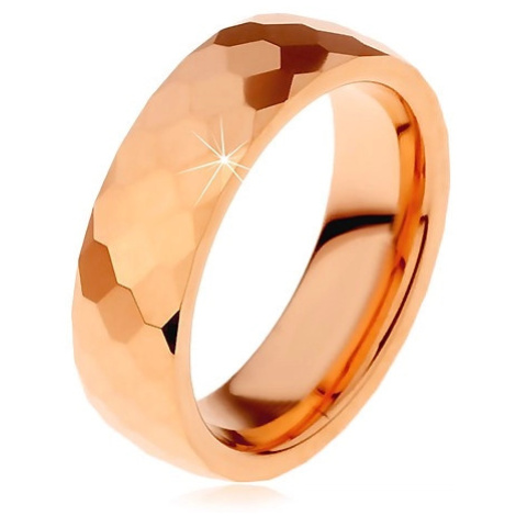 Prsten z wolframu v měděném odstínu, vybroušené šestihrany, 6 mm Šperky eshop