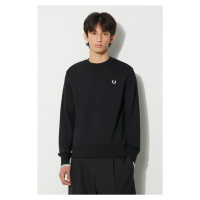 Bavlněná mikina Fred Perry pánská, černá barva, hladká, M7535.184