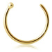 Piercing do nosu ze žlutého 9K zlata - lesklý kroužek ukončený kuličkou - Tloušťka x průměr: 1 m