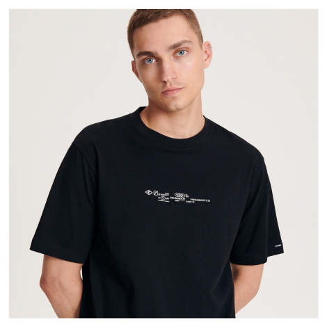 Reserved - Oversized tričko s plastickým potiskem - Černý