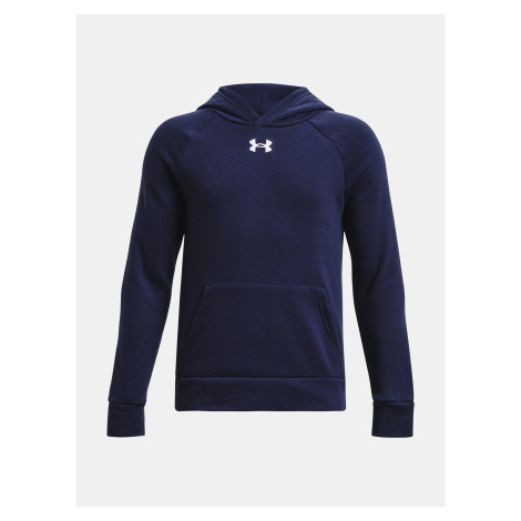 Tmavě modrá klučičí mikina s kapucí Under Armour UA Rival Fleece Hoodie