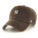 Bavlněná baseballová čepice 47brand MLB New York Yankees hnědá barva, s aplikací, B-BSRNR17GWS-B