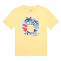 Dětské bavlněné tričko BOSS žlutá barva, s potiskem