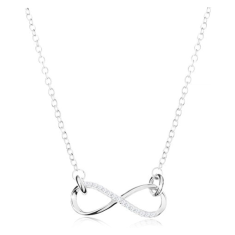 Stříbrný náhrdelník 925, lesklý plochý symbol nekonečna, blýskavý řetízek Šperky eshop