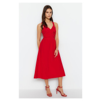 Trendyol červené nabírané tkané šaty