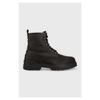 Semišové boty HUGO Ryan pánské, černá barva, 50498524