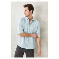 AC&Co / Altınyıldız Classics Men's Green Slim Fit Slim Fit Shirt with Hidden Buttons Collar Line
