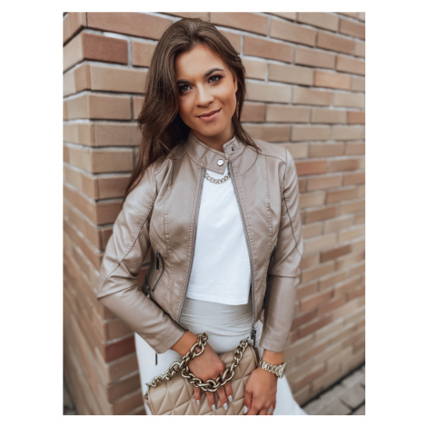 Béžový dámský koženkový křivák bunda Dstreet