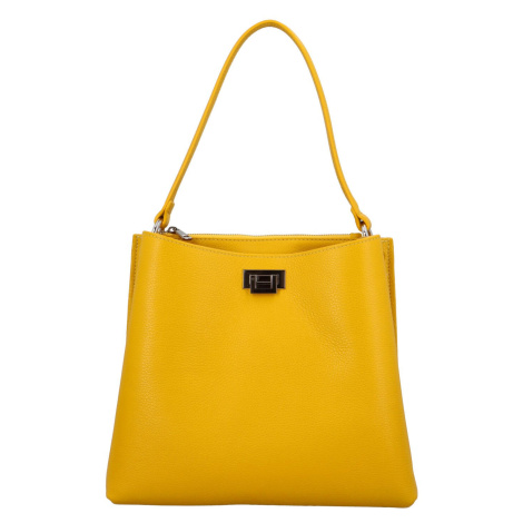 Luxusní dámská kožená kabelka žlutá - ItalY Lucy žlutá