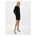 Koton Women's Black Padded Long Sleeve Mini Dress