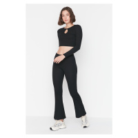 Trendyol Black Cut Out Detail Ribbed Flexible Knitted Top-Upper Set